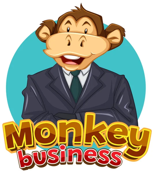 Hilarious Cartoon Illustration Featuring Adorable Monkeys Business Setting — Stock Vector