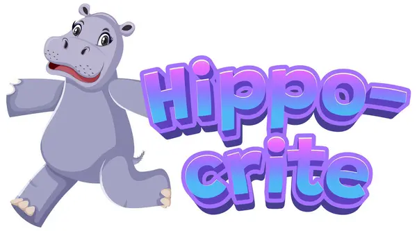 Una Graciosa Ilustración Dibujos Animados Hipopótamo Hipócrita — Vector de stock