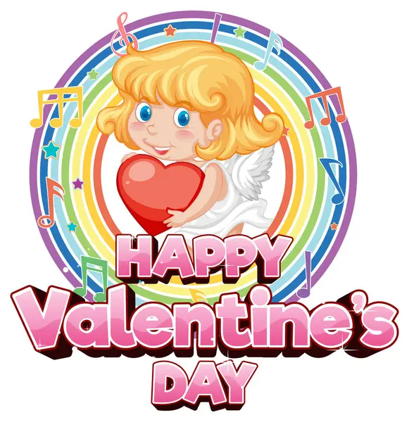 Delightful Vector Cartoon Illustration Sweet Angel Festive Valentine Day Icon — Stock Vector