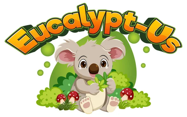 Adorable Koala Munching Eucalyptus Leaves Humorous Cartoon — Stock Vector