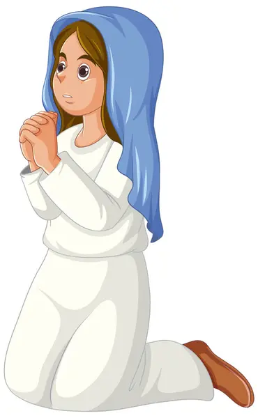 Illustration Virgin Mary Prayer Nativity Jesus — Stock Vector
