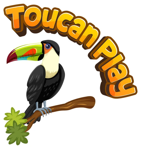 Delightful Vector Cartoon Illustration Featuring Playful Toucan Funny Pun — Stock Vector