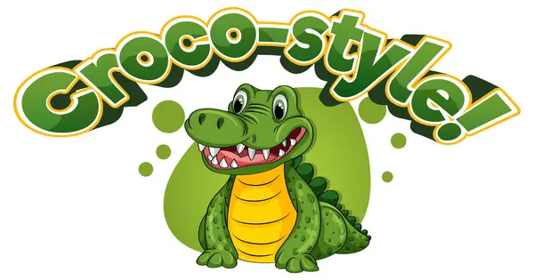 Hilarious Cartoon Illustration Cute Crocodile Unique Style — Stock Vector