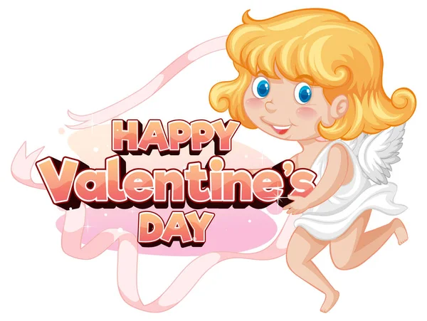 Delightful Vector Cartoon Illustration Cute Angel Festive Valentine Day Icon — Stock Vector