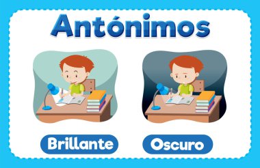 Eğitimde parlak ve karanlığın zıt kavramlarını gösteren bir vektör karikatür çizimi