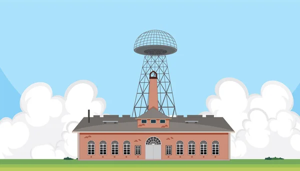 Animated Depiction Iconic Wardenclyffe Tower — Stock Vector