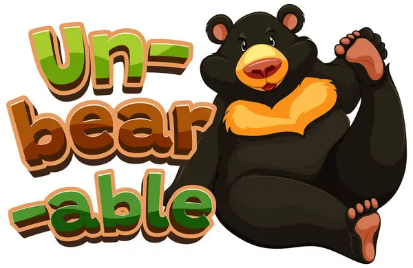 Hilarious Cartoon Illustration Featuring Pun Word Bear Able — Stock Vector