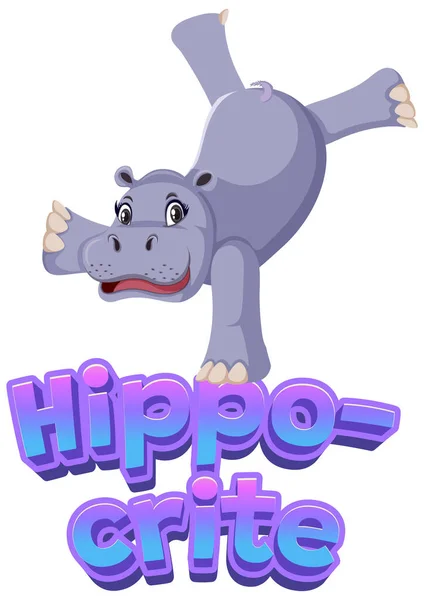 Hilarious Cartoon Illustration Featuring Pun Word Hippo Crite — Stock Vector