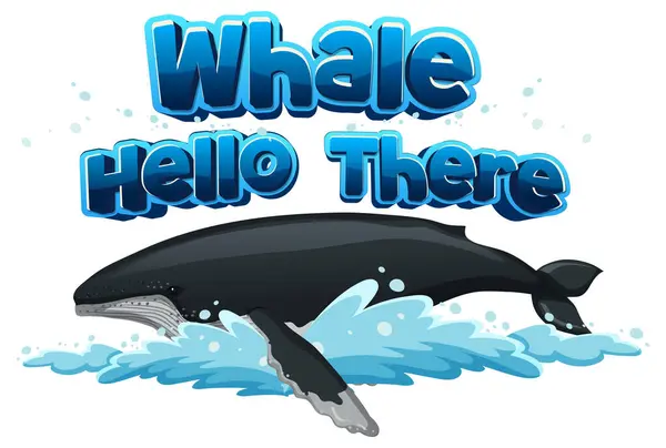 Delightful Cartoon Illustration Featuring Cute Whale Humorous Pun — Stock Vector