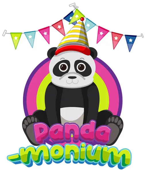 Een Grappige Slimme Cartoon Illustratie Met Pandemonium Met Panda — Stockvector