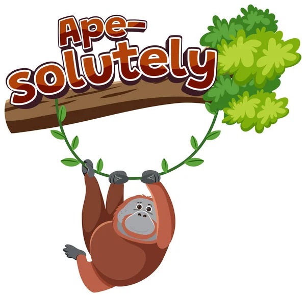 Hilarious Play Words Featuring Lovable Ape Cartoon — Stock Vector