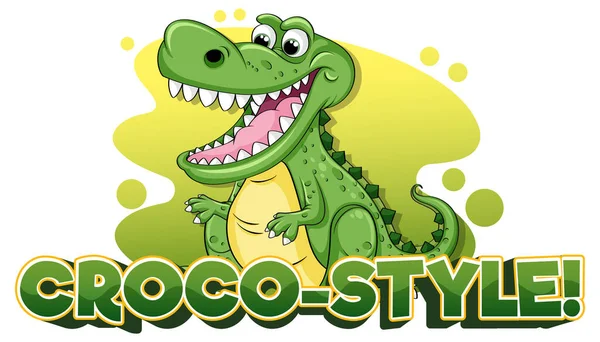 Hilarious Cartoon Illustration Cute Crocodile Unique Style — Stock Vector