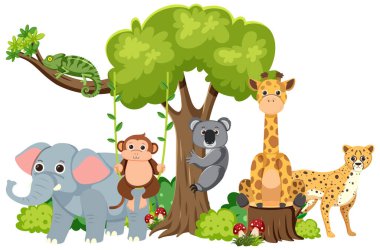 Vahşi hayvanlar tenha bir ormanda mutlu mesut yaşarlar.