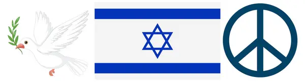Ilustración Bandera Israel Con Pájaro Blanco Pacífico Ondeando — Vector de stock