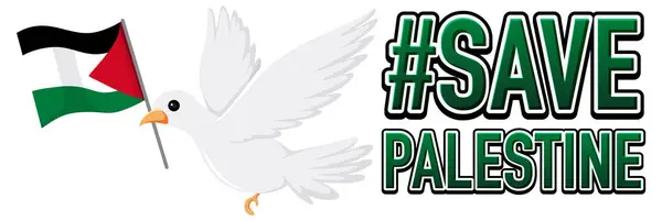 Illustratie Van Een Witte Vogel Met Palestijnse Vlag Die Vrede — Stockvector