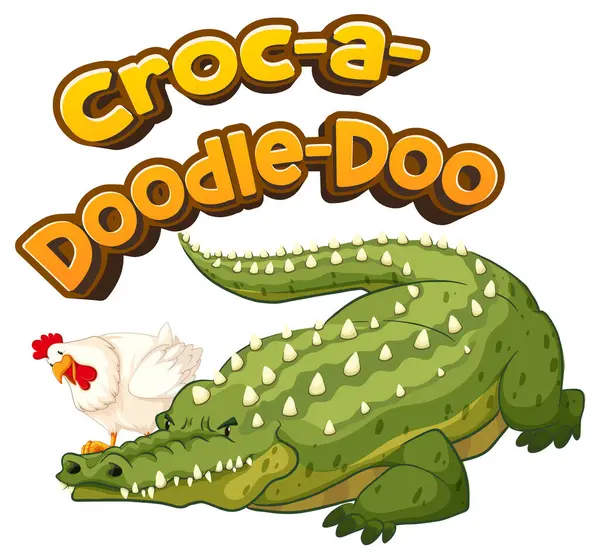 Hilarious Cartoon Illustration Featuring Cute Crocodile Punny Twist — Stock Vector