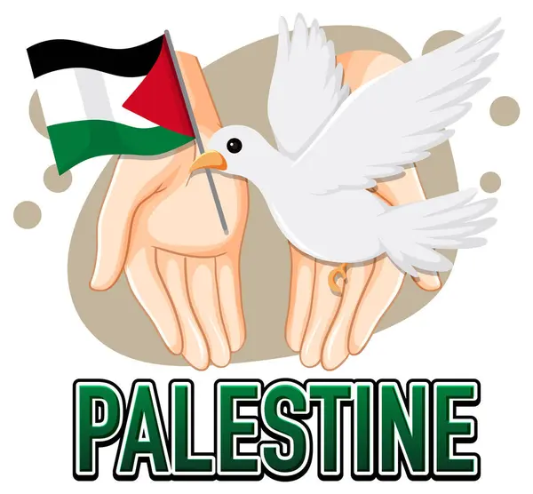 Een Vector Cartoon Illustratie Van Een Witte Vogel Met Palestijnse — Stockvector