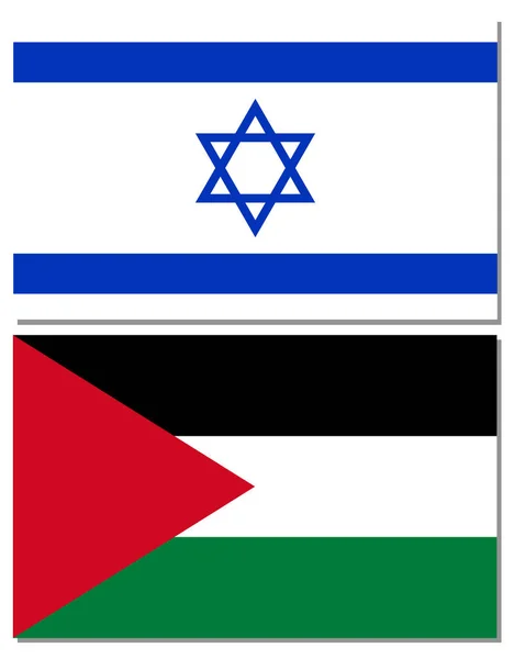 Färgglada Vektor Tecknad Illustration Med Flaggor Israel Och Palestina — Stock vektor
