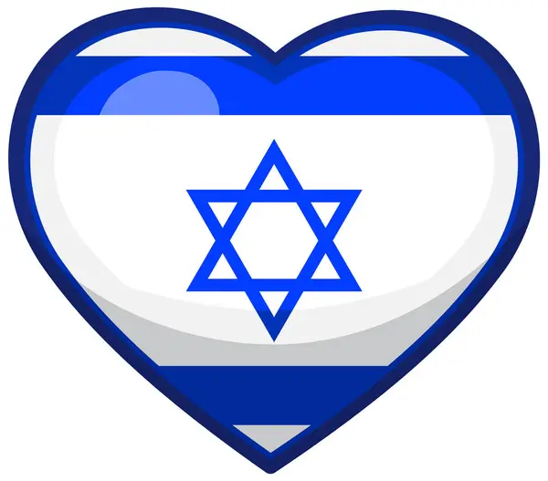 Een Vector Cartoon Illustratie Van Israel Vlag Een Hartvorm — Stockvector