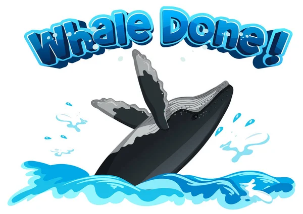 Delightful Whale Cartoon Clever Humorous Wordplay — Stock Vector