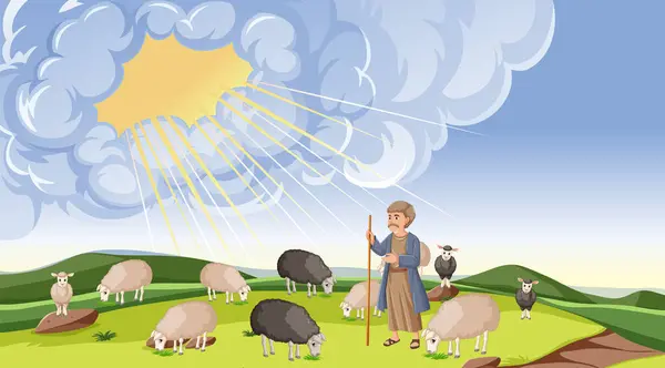 Illustration God Sending Message Noah Religious Story — Stock Vector