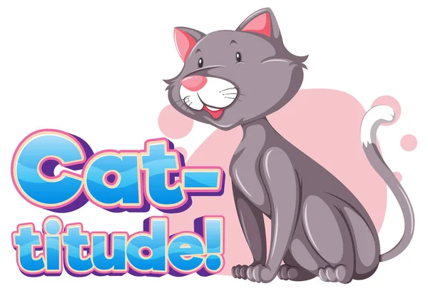 Kedi Boyunda Komik Bir Hayvanın Komik Bir Çizimi — Stok Vektör
