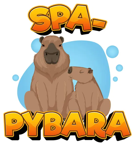 Hilarious Cartoon Illustration Featuring Capybara Spa Themed Pun — Stock Vector