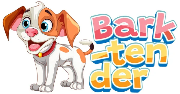 Hilarious Cartoon Illustration Featuring Cute Dog Bartender — Stock Vector