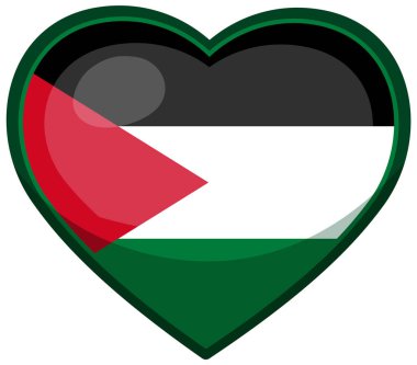 Parestine bayrağının kalp şeklinde şirin bir çizimi.