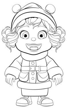 Bereli şapka ve kışlık ceket giyen mutlu bir kız.