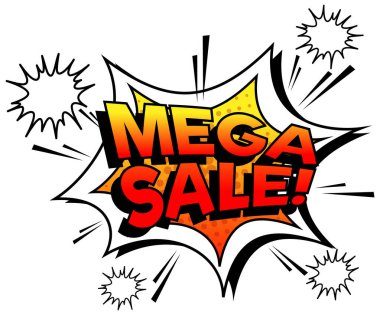 MEGA satış tanıtımı için komik bir konuşma balonu