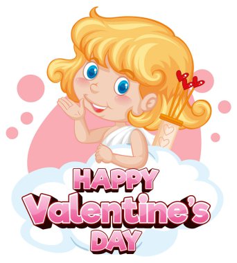 Sevgililer Günü bayrağında büyüleyici bir melek çizimi