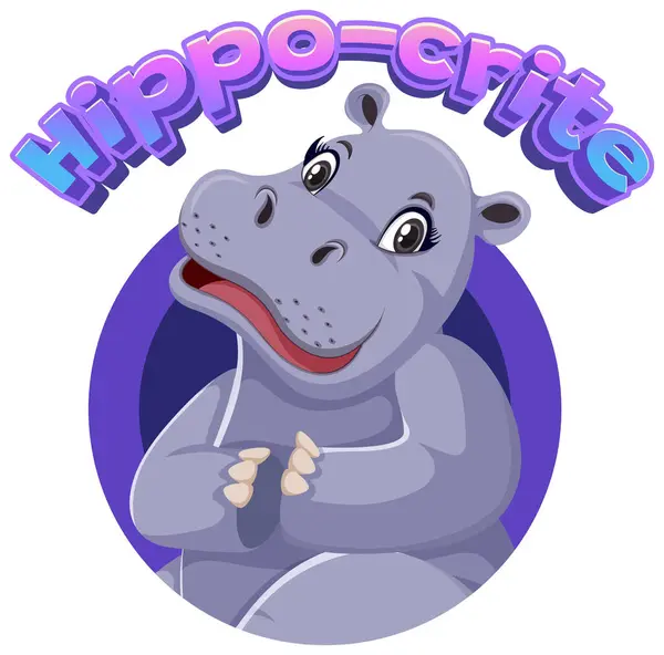 Hilarious Cartoon Illustration Hypocritical Hippo — Stock Vector