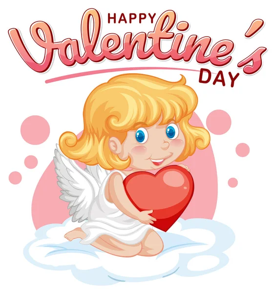 Sevgililer Günü ikon pankartıyla sevimli bir meleğin büyüleyici bir çizimi.