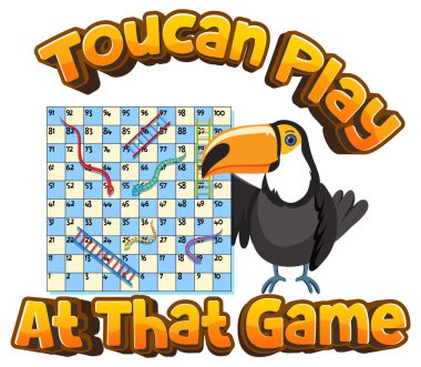 Tatlı bir Toucan çizgi film çizimi ile komik bir kelime oyunu.