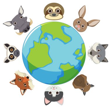 Vahşi hayvanların bir küreyi dikizlediği tasviri