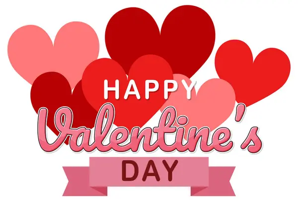 Festive Banner Filled Heart Illustrations Celebrate Valentine Day — Stock Vector