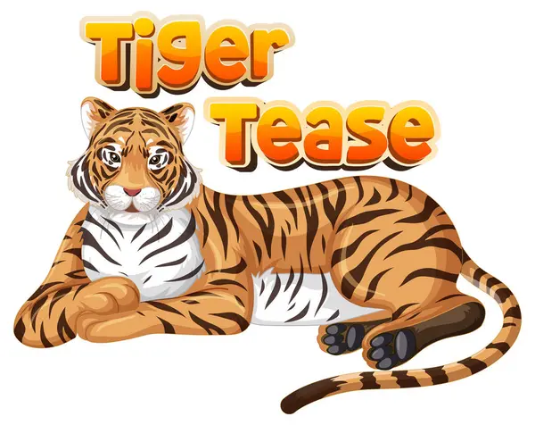 Hilarious Cartoon Illustration Featuring Playful Tiger Funny Pun — Stock Vector
