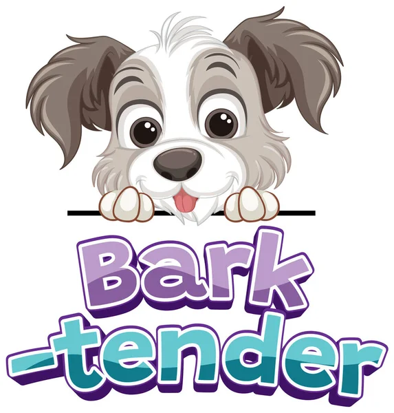 Hilarious Cartoon Illustration Featuring Cute Dog Bark Tender — Stock Vector
