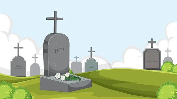 Ilustración Cementerio Con Numerosas Lápidas Durante Día Vectores De Stock Sin Royalties Gratis