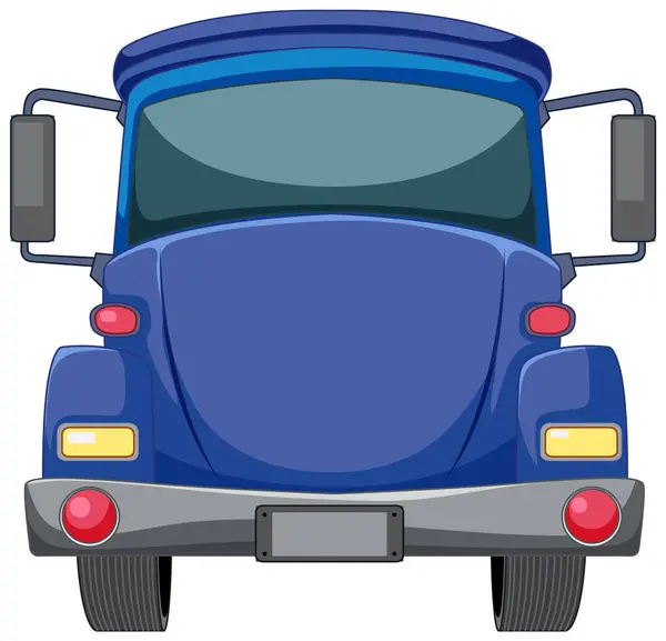 Widok Tyłu Niebieskiej Kreskówki Typu Pojazdu Ilustracja — Wektor stockowy