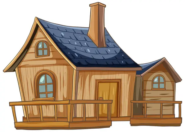 小さな木造家屋のベクトルグラフィック — ストックベクタ