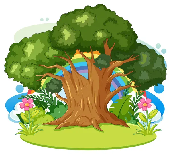 Barevná Vektorová Ilustrace Stromu Přírodě — Stockový vektor