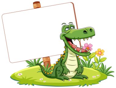 Mutlu timsah doğada boş bir işaret sunar.