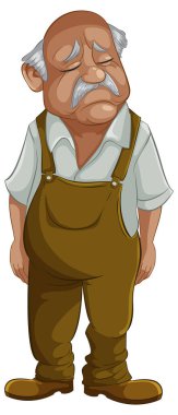 Karikatürde yaşlı bir adam yorgun ve üzgün görünüyor..