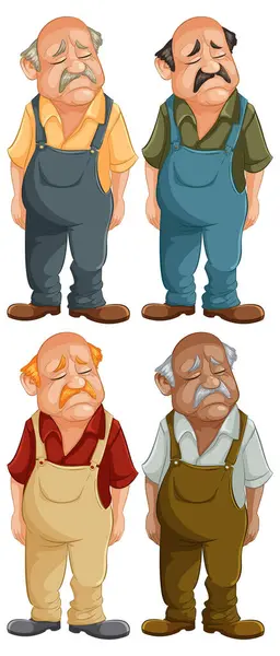 Four Cartoon Men Various Sad Expressions — Stock Vector