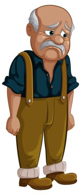 Hüzünlü yaşlı bir beyefendinin vektör çizimi.