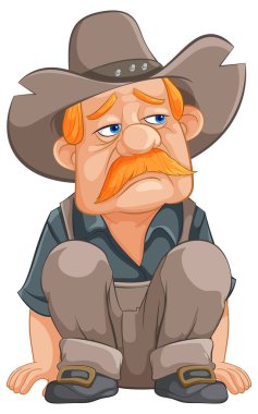 Çizgi film kovboyu somurtup oturuyor.