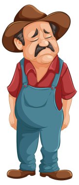 Ağlayan bıyıklı üzgün bir kovboyun çizgi filmi..