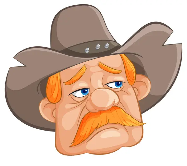 Desenhos Animados Cowboy Triste Com Chapéu Grande — Vetor de Stock